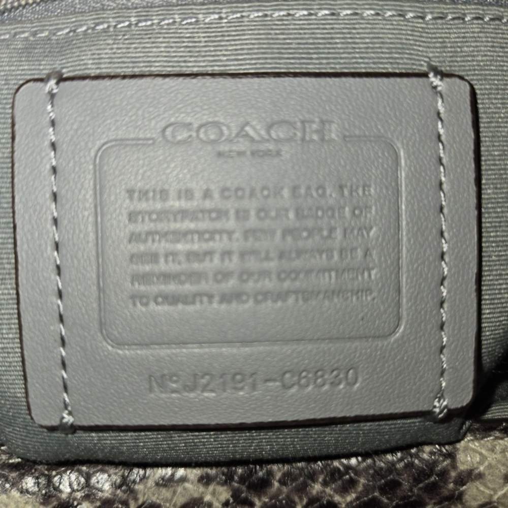 Coach Pebbled Leather Gray Hobo Shoulder Bag with Exotic Snakeskin-Embossed Trim - Picture 9 of 16